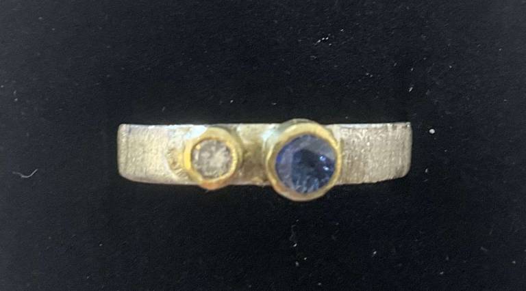 2 stone sapphire and diamond thin band - Clare Mason