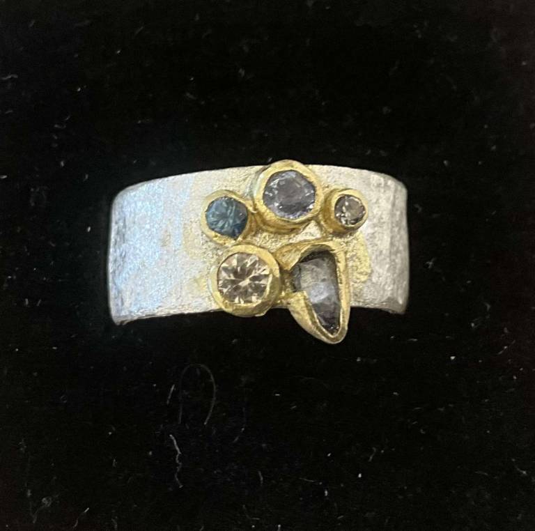 Clare Mason - Sea Barnacle 18ct Gold Blue Saphires and White Diamond
