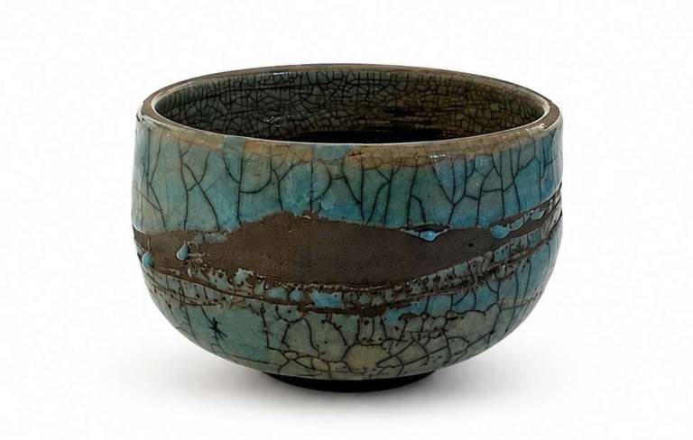 Essex Tyler : Pottery - Raku Tea Bowl - River and Sand