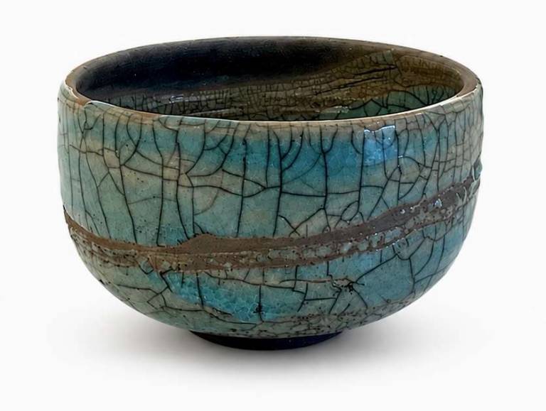 Essex Tyler : Pottery - Raku Tea Bowl - Drift
