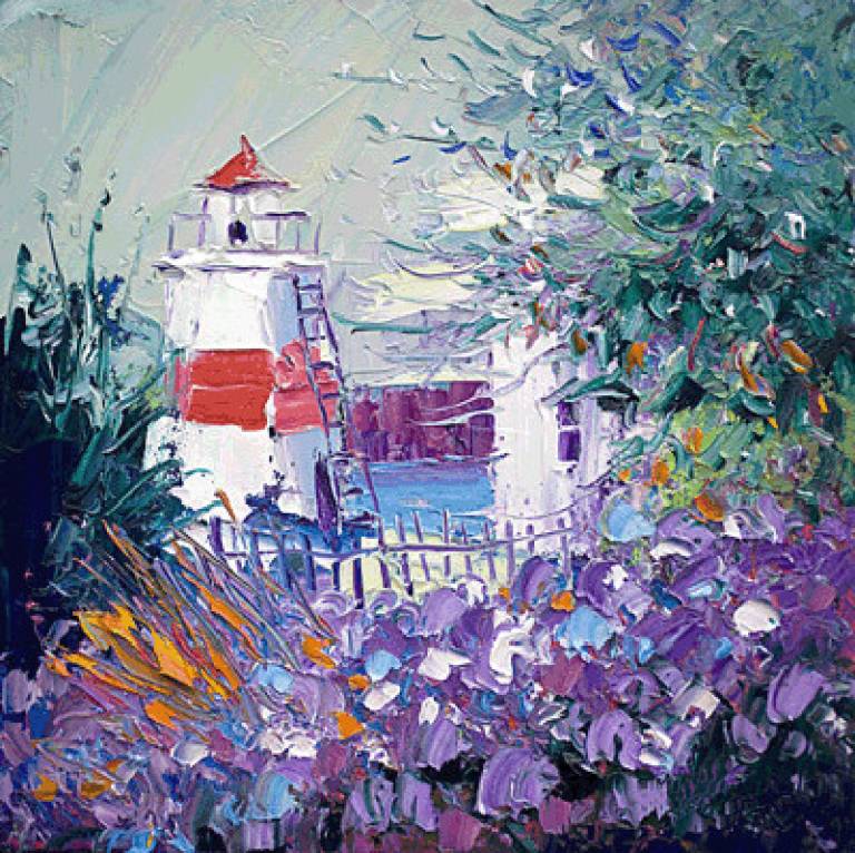 Blossoms And Wee Lighthouse, Crinan - John Lowrie Morrison OBE