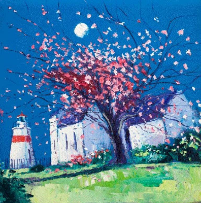 Moon and Spring Blossoms, Crinan - John Lowrie Morrison OBE