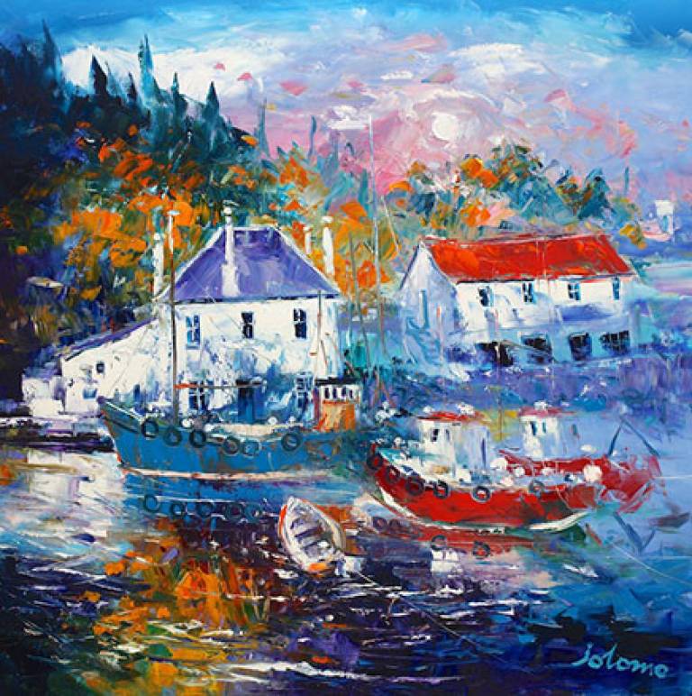 Misty Autumnlight And Fishing Boats, Crinan - John Lowrie Morrison OBE