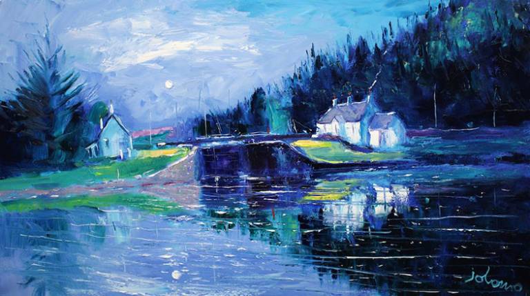 Eveninglight Over Dunardry, Crinan Canal - John Lowrie Morrison OBE