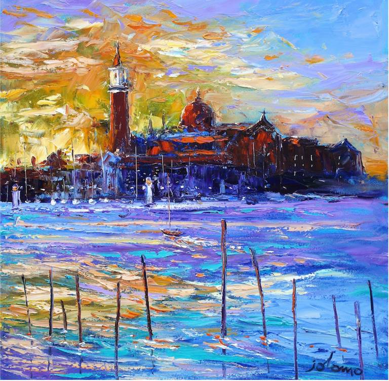 Dawnlight heading out to San Maggiore, Venice - John Lowrie Morrison OBE