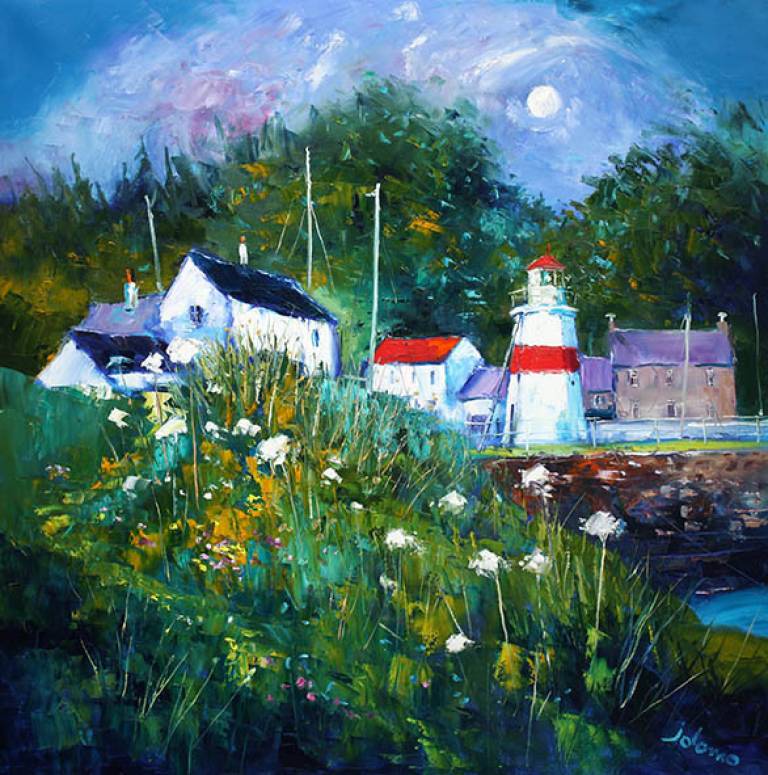 Moonrise over the Wee Lighthouse at Crinan - John Lowrie Morrison OBE