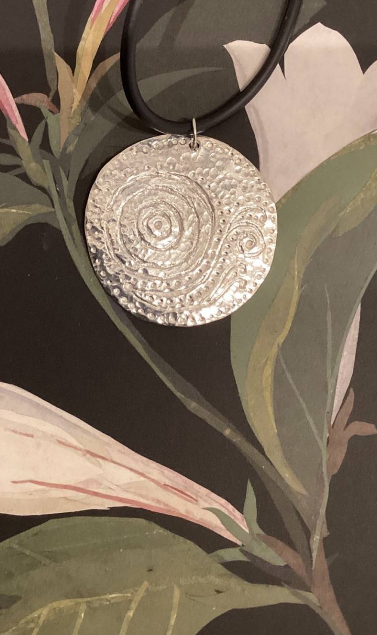 Spiral hammered Disc pendant - Lucy Jane Walsh