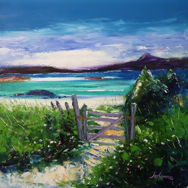 Grass tufts & beach gate Traigh Bhan Iona     SOLD - John Lowrie Morrison OBE