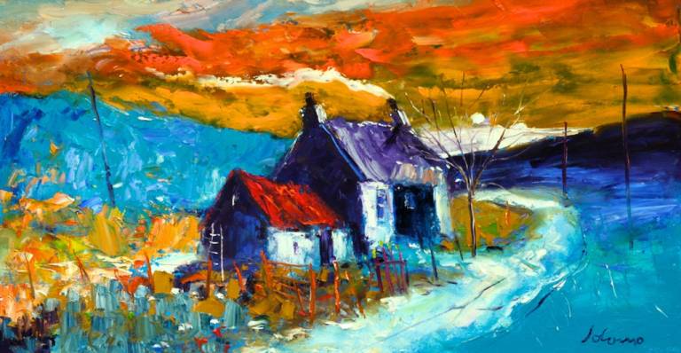 A wild sunset Archie's house Knapdale - John Lowrie Morrison OBE