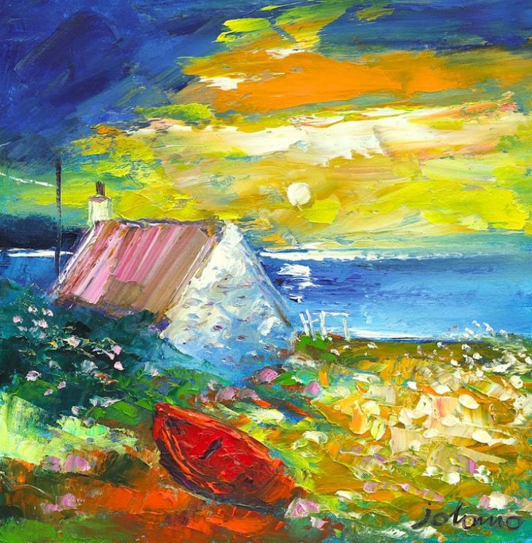The red boat at Ardminish Isle of Gigha - John Lowrie Morrison OBE