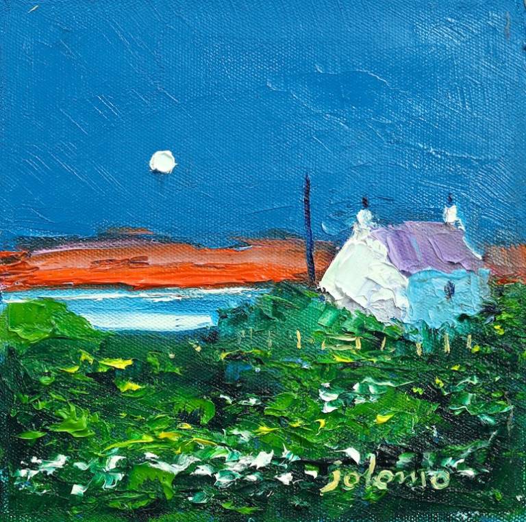 Wee croft in the moonlight Isle of Gigha - John Lowrie Morrison OBE