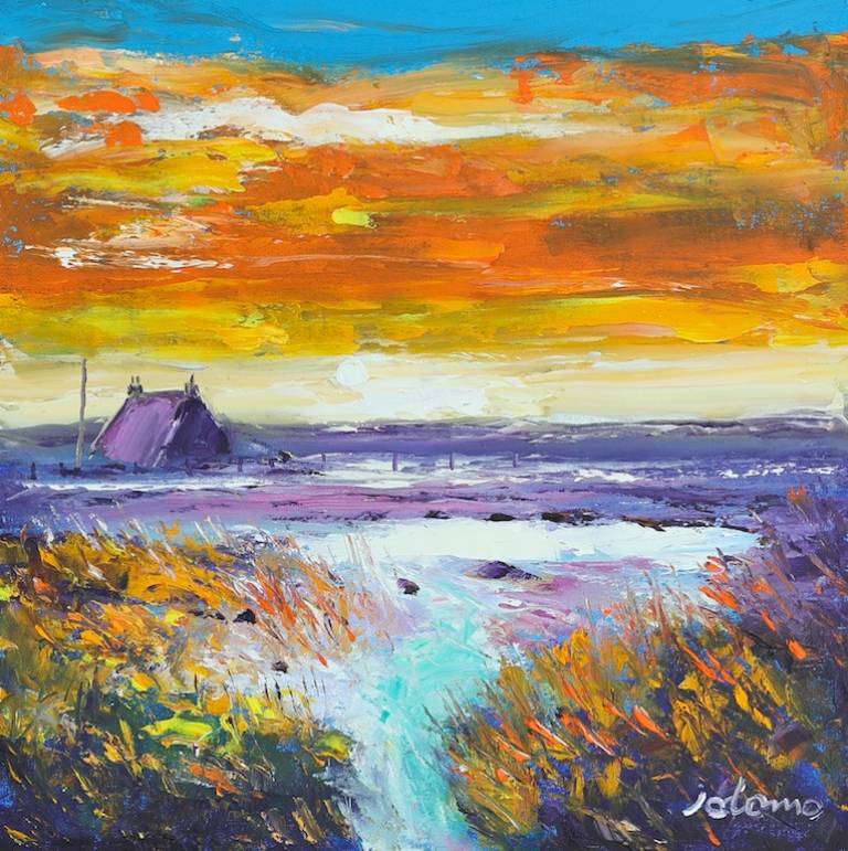 Sunset over Sea of the Hebrides North Uist - John Lowrie Morrison OBE