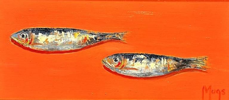 2 Sprats on orange - Mogs Mellor