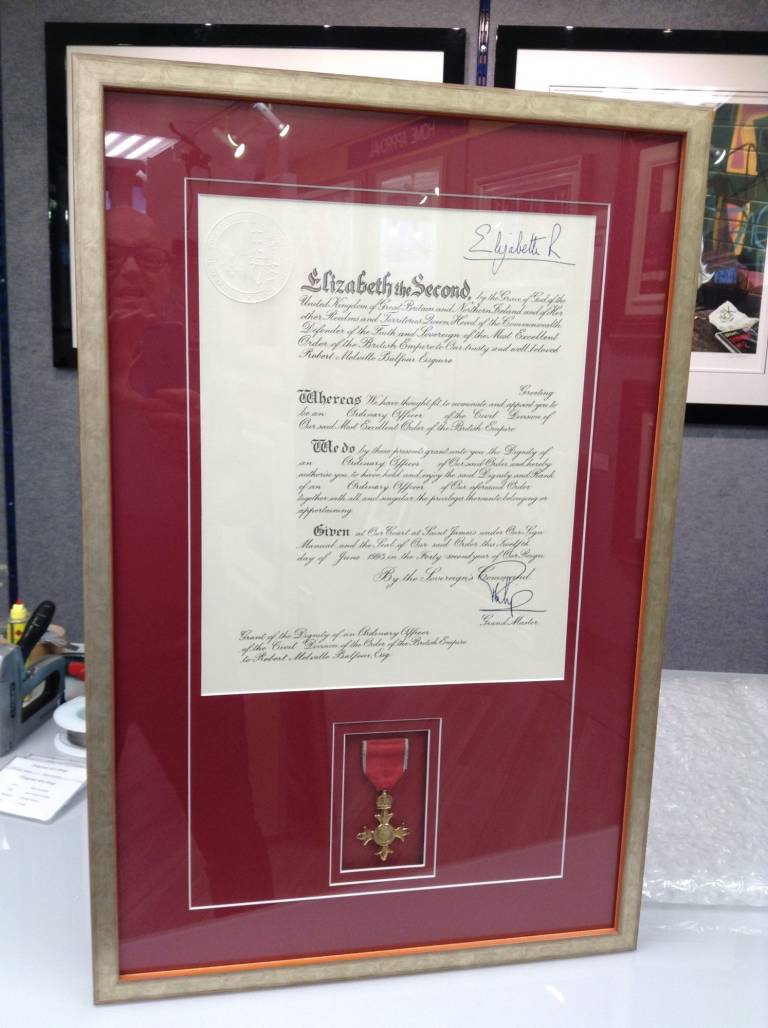 Box Framed - MBE - Certificate and Medal - Bespoke Framing
