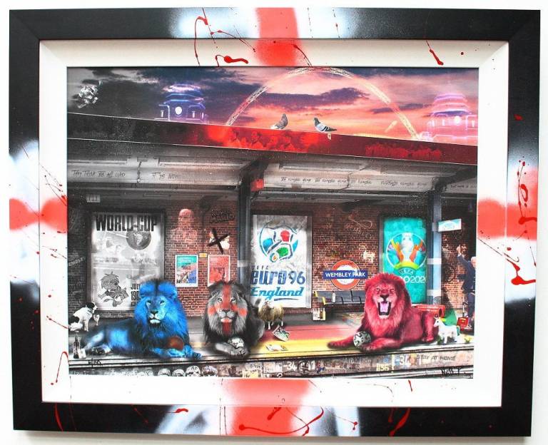 Neil Pengelly - Three Lions - Hand Finished Frame - SOLD