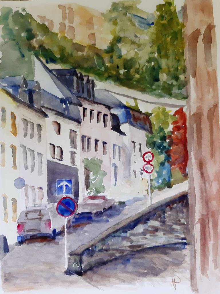 Looking up rue Large, Luxembourg  - Helen Prentice