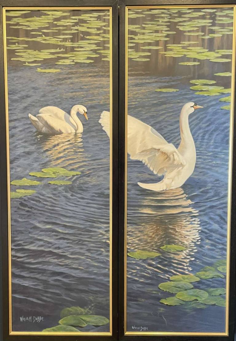 Serene Swans - Culzean (Diptych) - William Dobbie