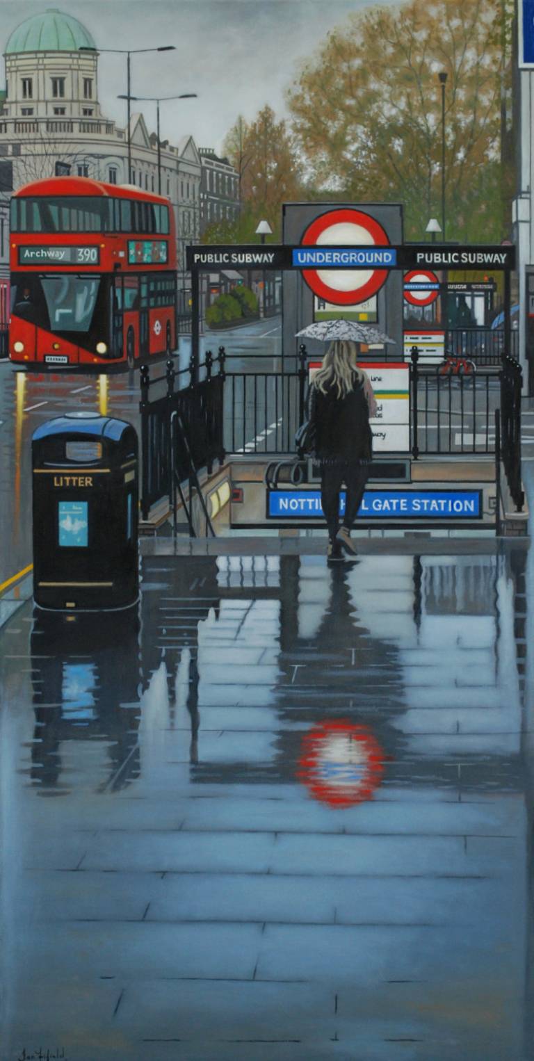 A Rainy Day at Nottinghill Gate Station  SOLD - Ian Fifield