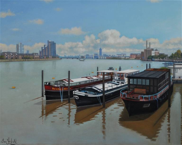 A view from Chelsea Embankment, near Batersea Bridge  SOLD - Ian Fifield