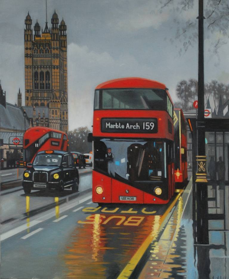 Bus at Parliament Street on a Rainy Day  SOLD - Ian Fifield