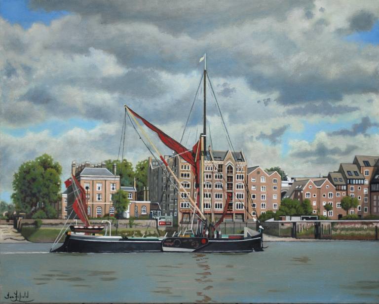 Looking towards Oliver's Wharf, River Thames  SOLD - Ian Fifield