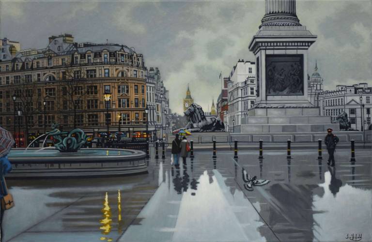Trafalgar Square on a Rainy Day SOLD - Ian Fifield