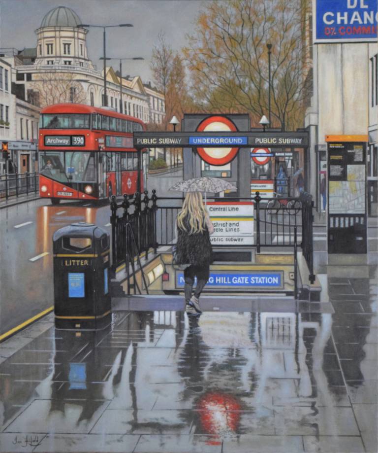 A Rainy Day at Notting Hill Gate Station 2 (commissioned work) - Ian Fifield