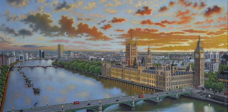 Room 3 - Sunset over the Houses of Parliament from the Millennium Eye - Ian Fifield