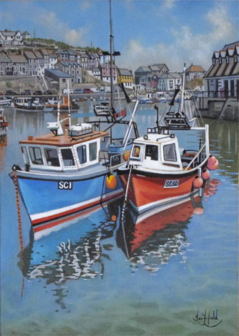 In the Harbour at Mevagissey, Cornwall - Ian Fifield