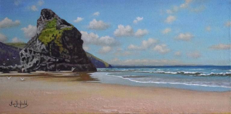 A Day on the Beach (Bedruthan Steps) - Ian Fifield