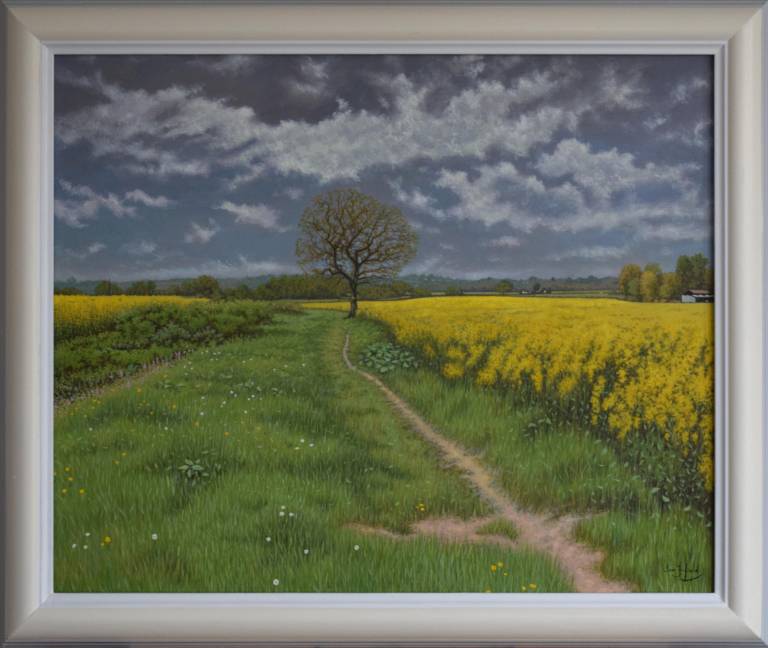 Footpath through the Rapeseed Flowers near Thurlbear SOLD - Ian Fifield