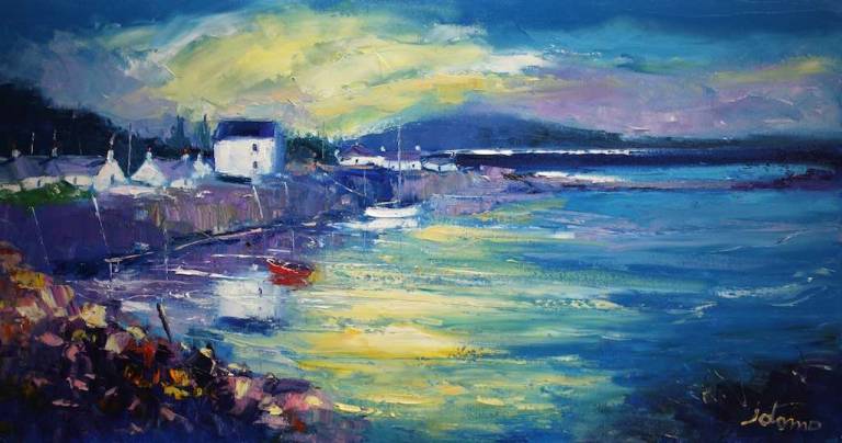 A Winter Sunset Ellenabeich Argyll 16x30 - John Lowrie Morrison