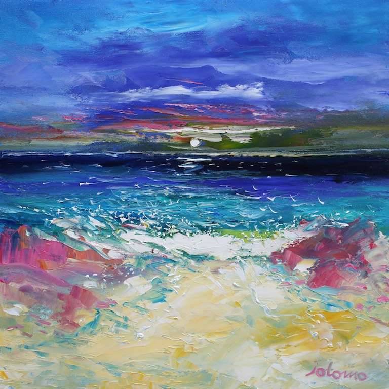 Atlantic Spindrift Columba's Beach Iona 16x16 - John Lowrie Morrison