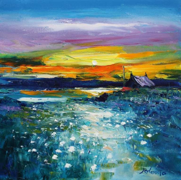 Dawnlight Over Kintyre From Gigha 16x16 - John Lowrie Morrison