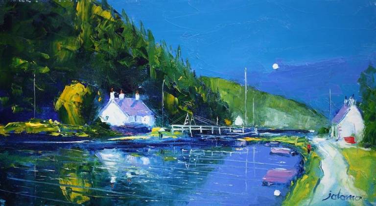 Dunardry Reflections Crinan Canal 10x18 - John Lowrie Morrison