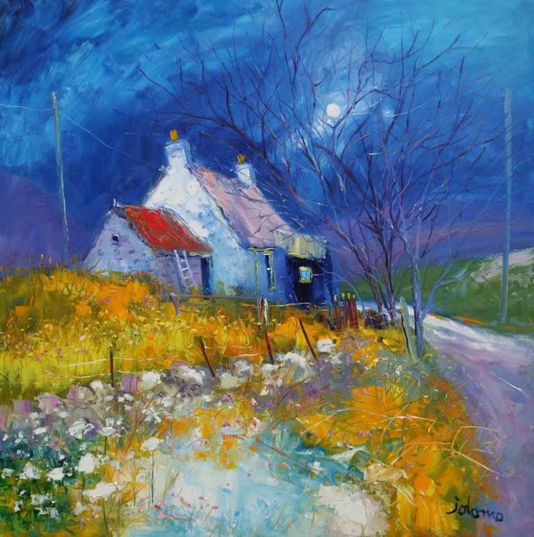 Night Falls On Archie The Jura House Tayvallich 30x30 - John Lowrie Morrison