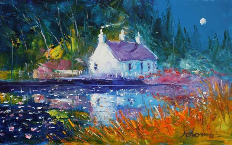 Reflections The Wee Lily Pond Crinan Canal 10x16 - John Lowrie Morrison