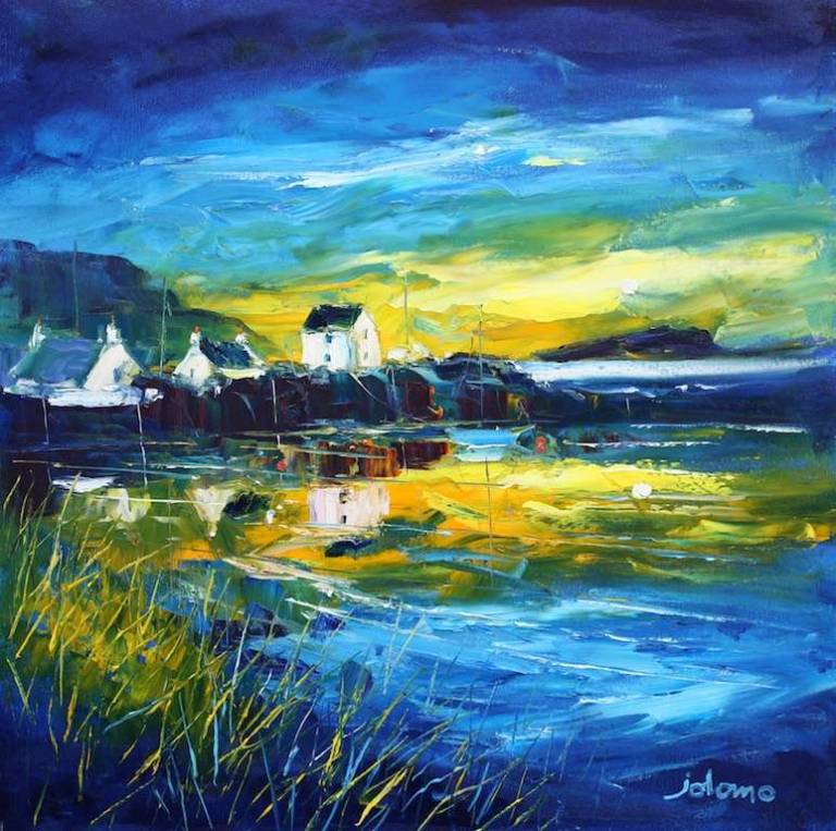 Stormy Sunset Ellenabeich Easdale 24x24 SOLD - John Lowrie Morrison