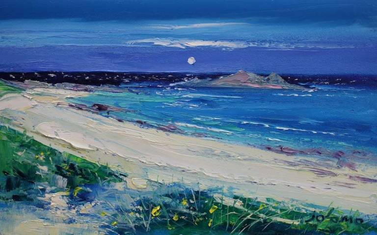 Summer Moonrise Columba's Beach Iona 10x16 - John Lowrie Morrison
