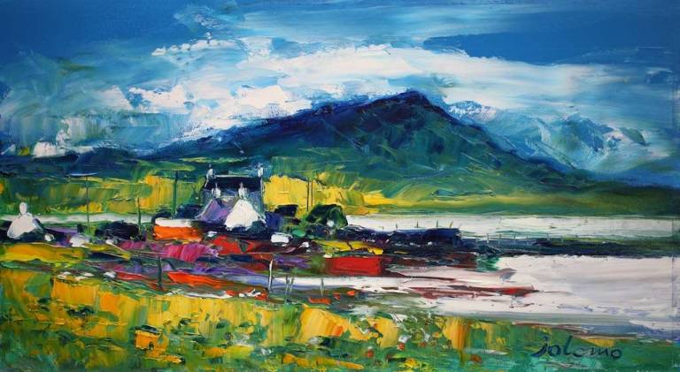 Summer Storm Passing Isle Of Scarba From Luing 10x18  - John Lowrie Morrison