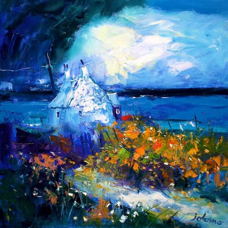 Croft on the Edge Isle of Harris 24x24 - SOLD - John Lowrie Morrison