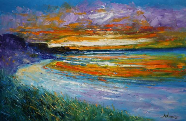 A Machair Bay sunset Islay 24x36 SOLD - John Lowrie Morrison