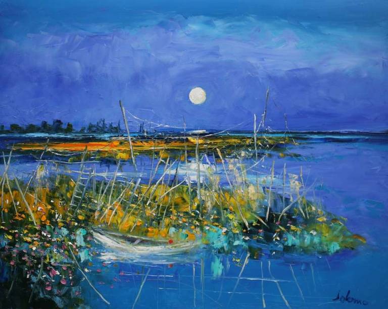 Wild flowers and fishing nets on the Venice Lagoon 24x30 SOLD - John Lowrie Morrison
