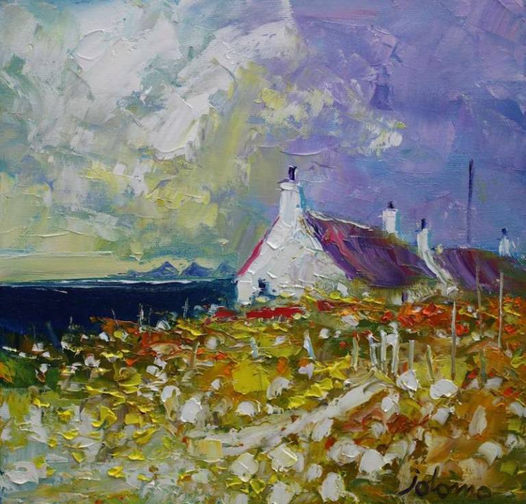 Atlantic Storm passing over Kintyre and the Paps of Jura 12x12 - John Lowrie Morrison