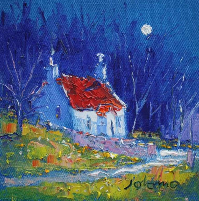 Cottage in the Knapdale Woods Argyll 6x6 - John Lowrie Morrison