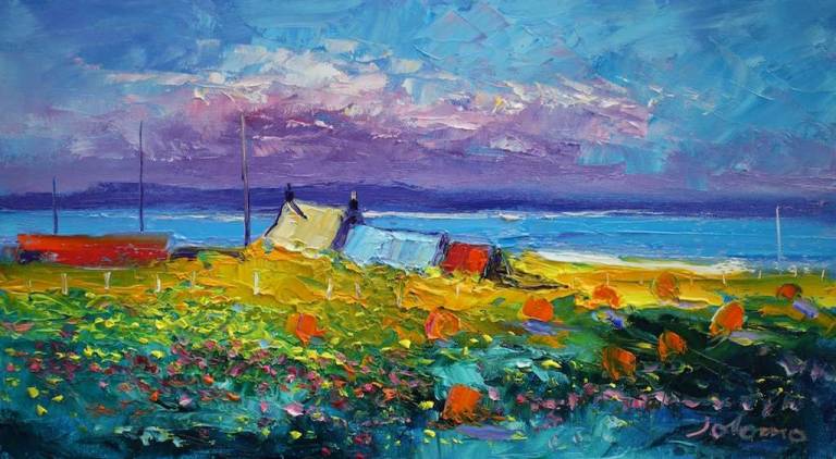 Haystacks Isle of Iona 10x18 - John Lowrie Morrison