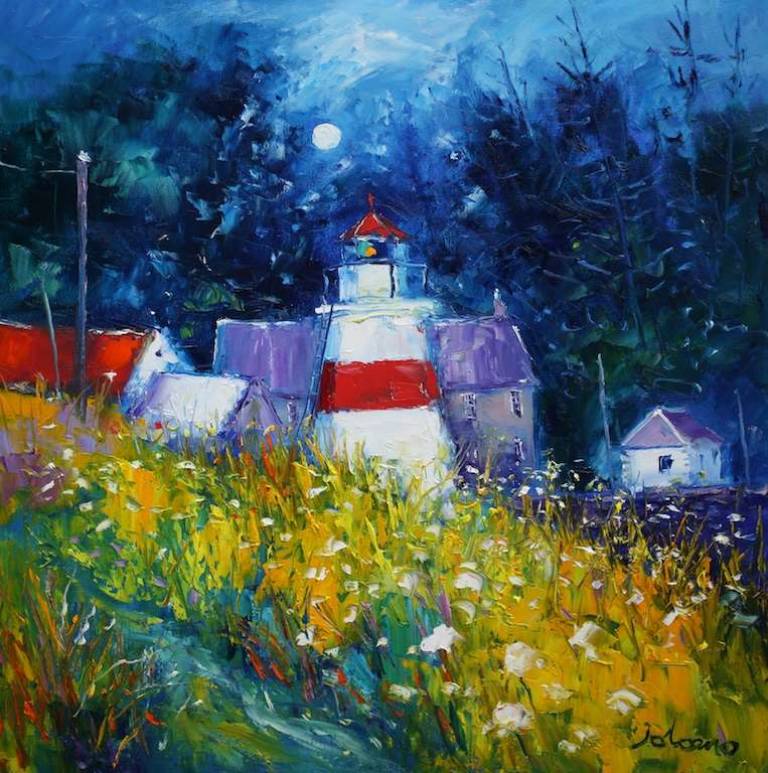 An autumnlight The Wee Lighthouse at Crinan 24x24 - John Lowrie Morrison