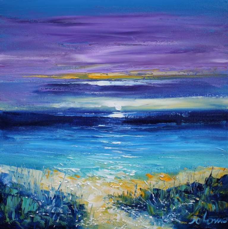 Beach path through mermaids tears Islay 16x16 - John Lowrie Morrison