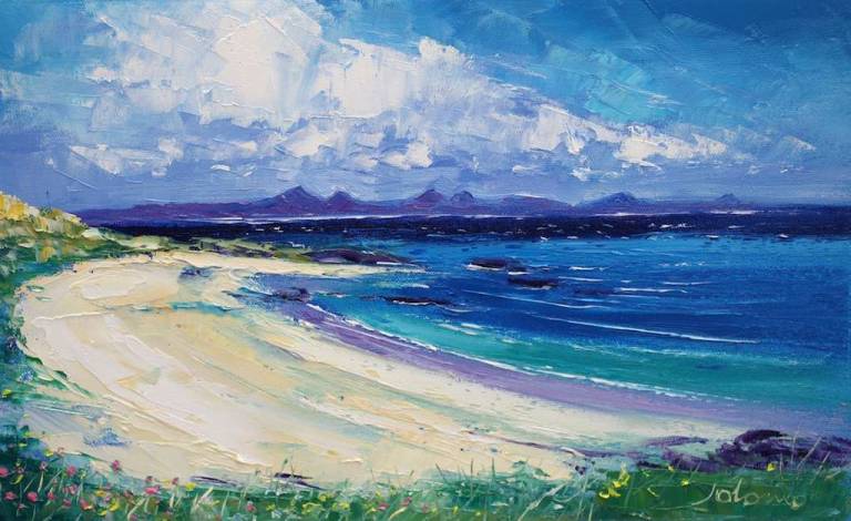 Fresh seas Summerlight Balnahard Beach Isle of Colonsay 10x18 - John Lowrie Morrison