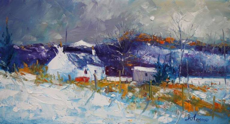 Heavy Snowfall near Oban Argyll 10x18 - SOLD - John Lowrie Morrison